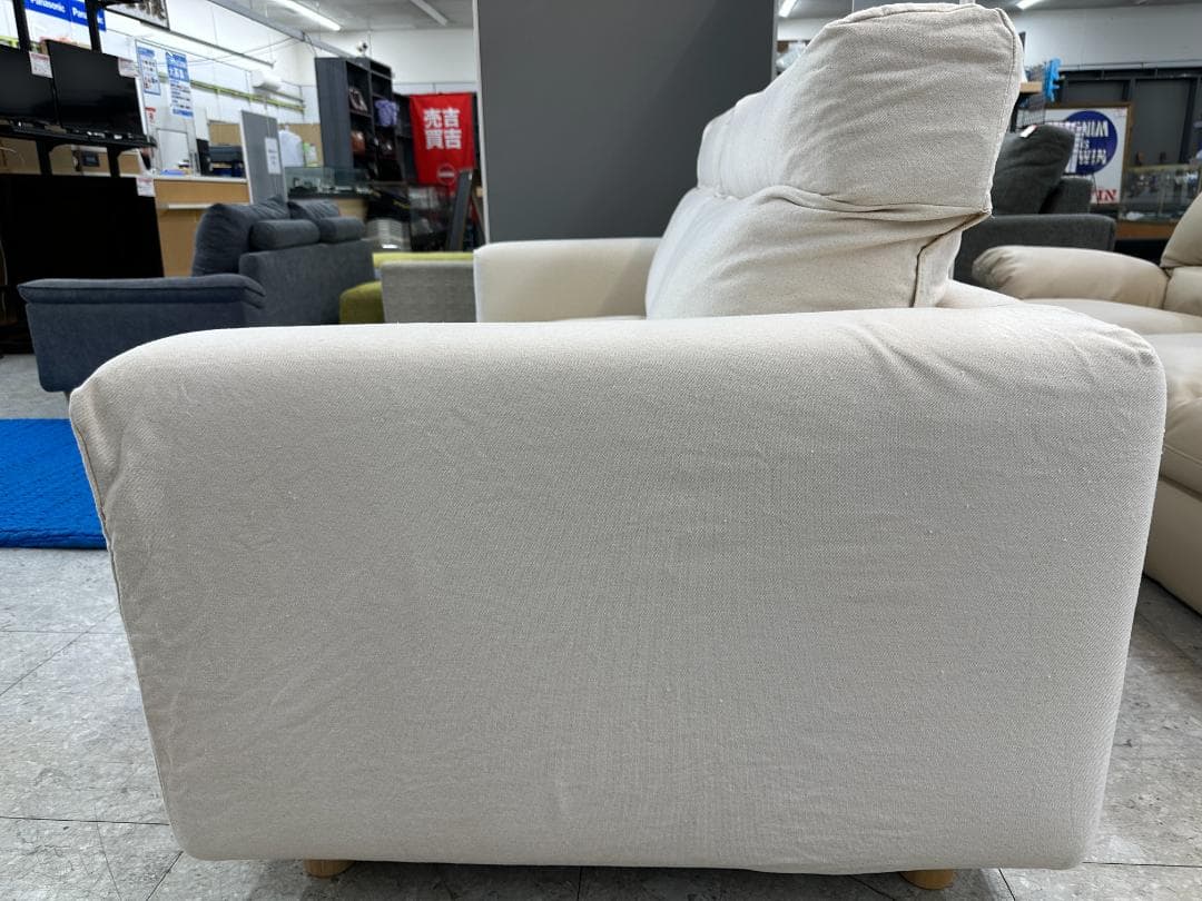 無印良品　2人掛けソファ　フェザーポケットコイル　ホワイト