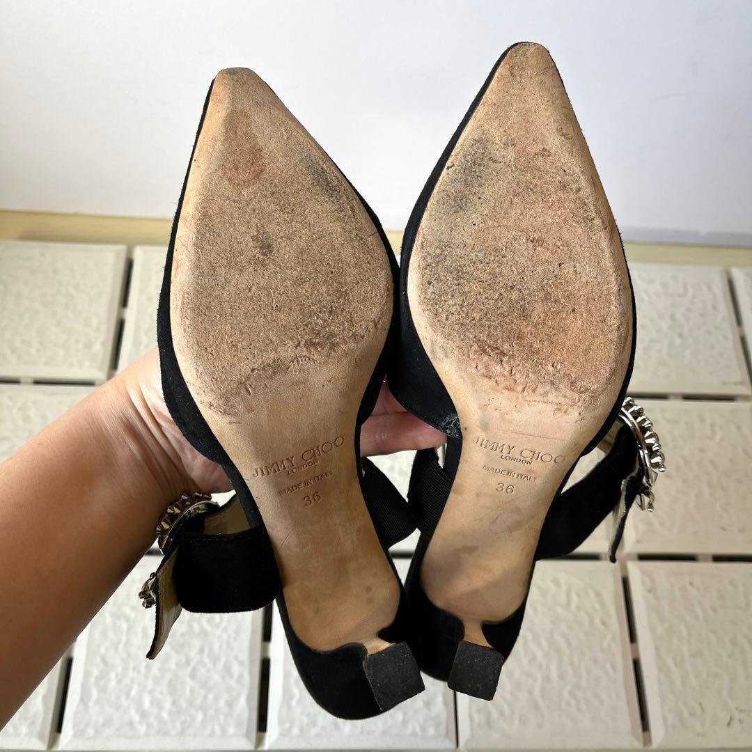 訳あり 36 ジミーチュウ　ミュール　サンダル　黒　ビジュー　23