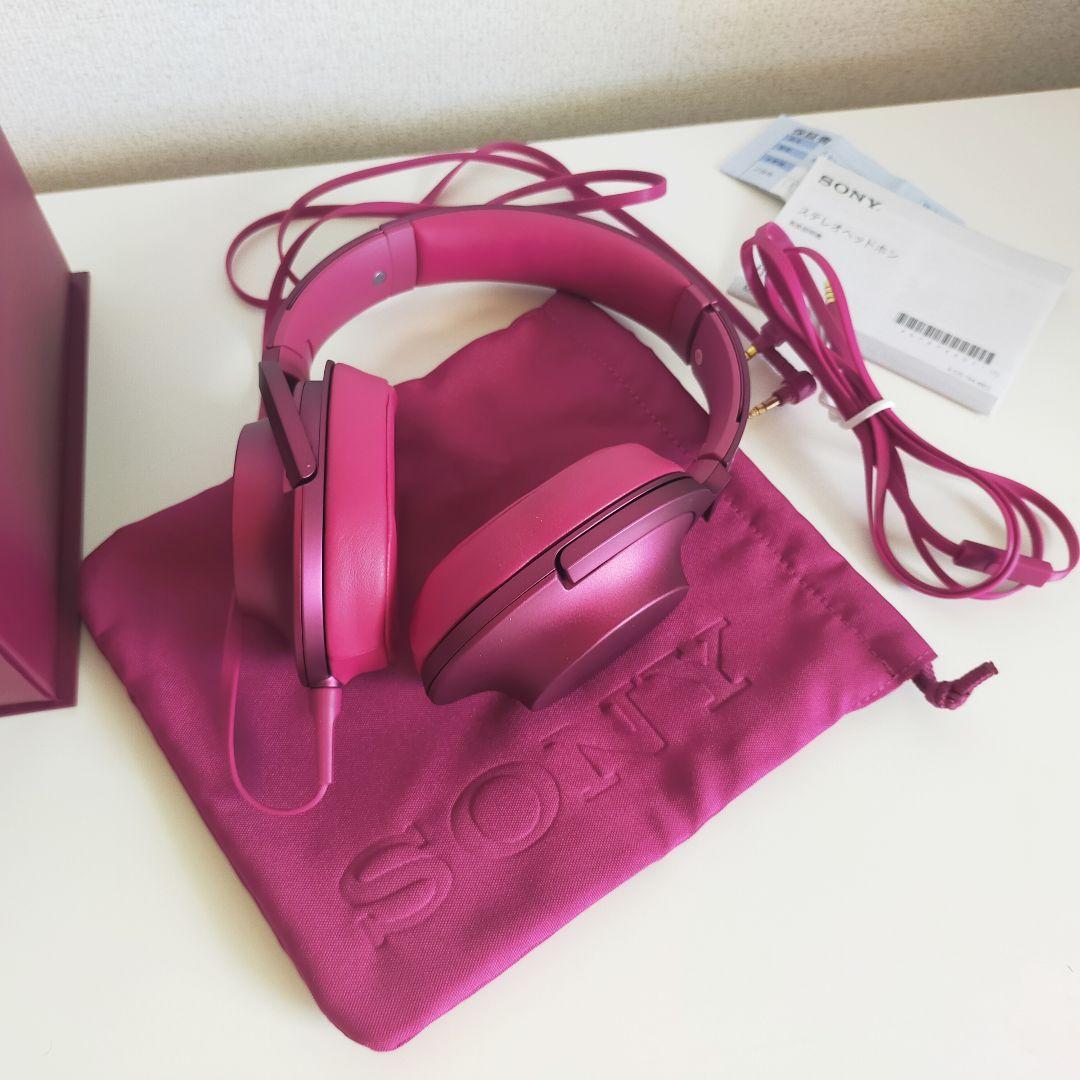 【美品】SONY ヘッドフォン h.ear on MDR-100Aボルドーピンク