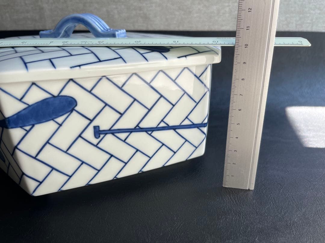 紫翠窯 西村徳泉 作 染付　櫂の絵　食籠