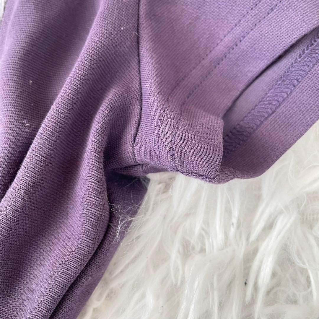 COUP DE CHANCEゴルフハーフジップ 半袖ワンピース紫38 切り替え