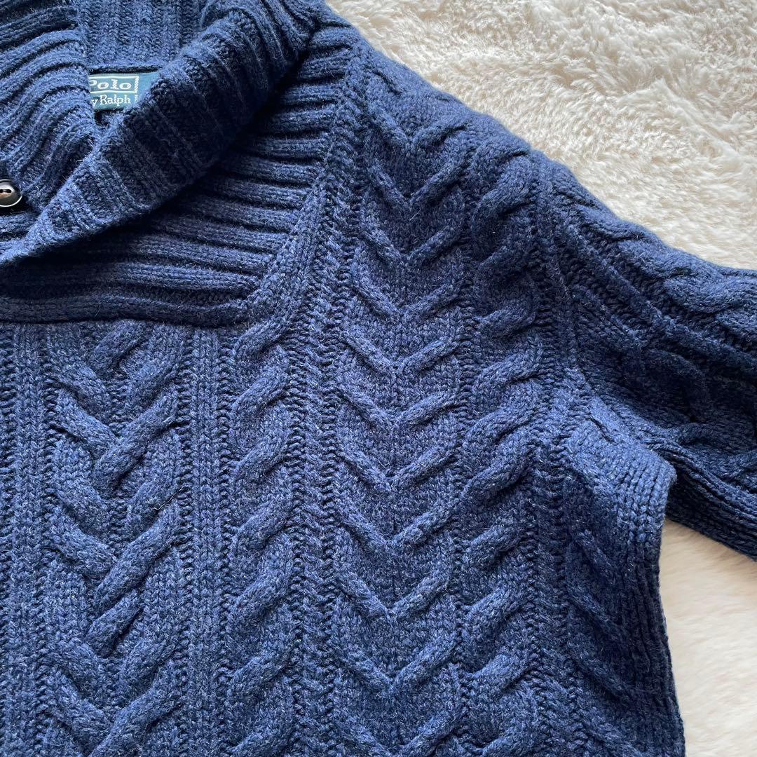 希少/超美品　ポロラルフローレン　M アンゴラ　ケーブルニット　ショール　ヘチマ