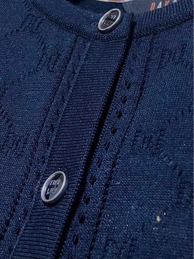 新品　ダックス　カーディガン　ニット　モノグラム柄　透かし編み　ロゴ