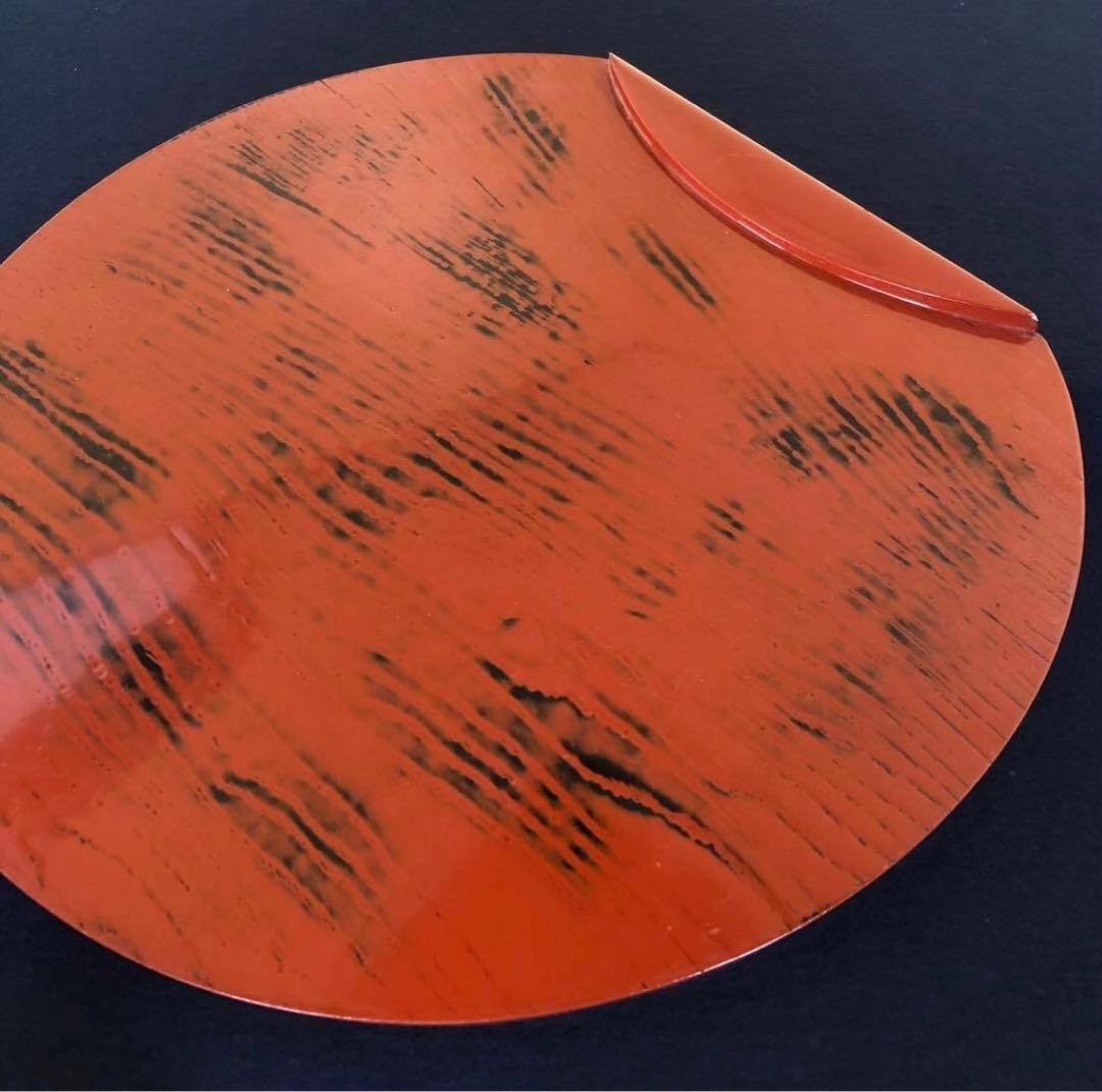 《R》根来塗 半月盆5客 膳 木製漆器 懐石 元箱　250820G1