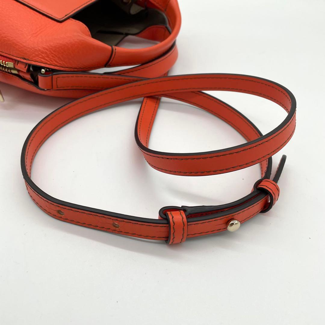 【未使用級】フルラ　2way ジルダ バッグ　ロゴ型押し　レザー　オレンジ