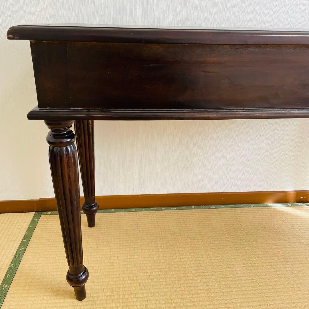 アンティーク調 木製デスク 幅128cm 引き出し3杯