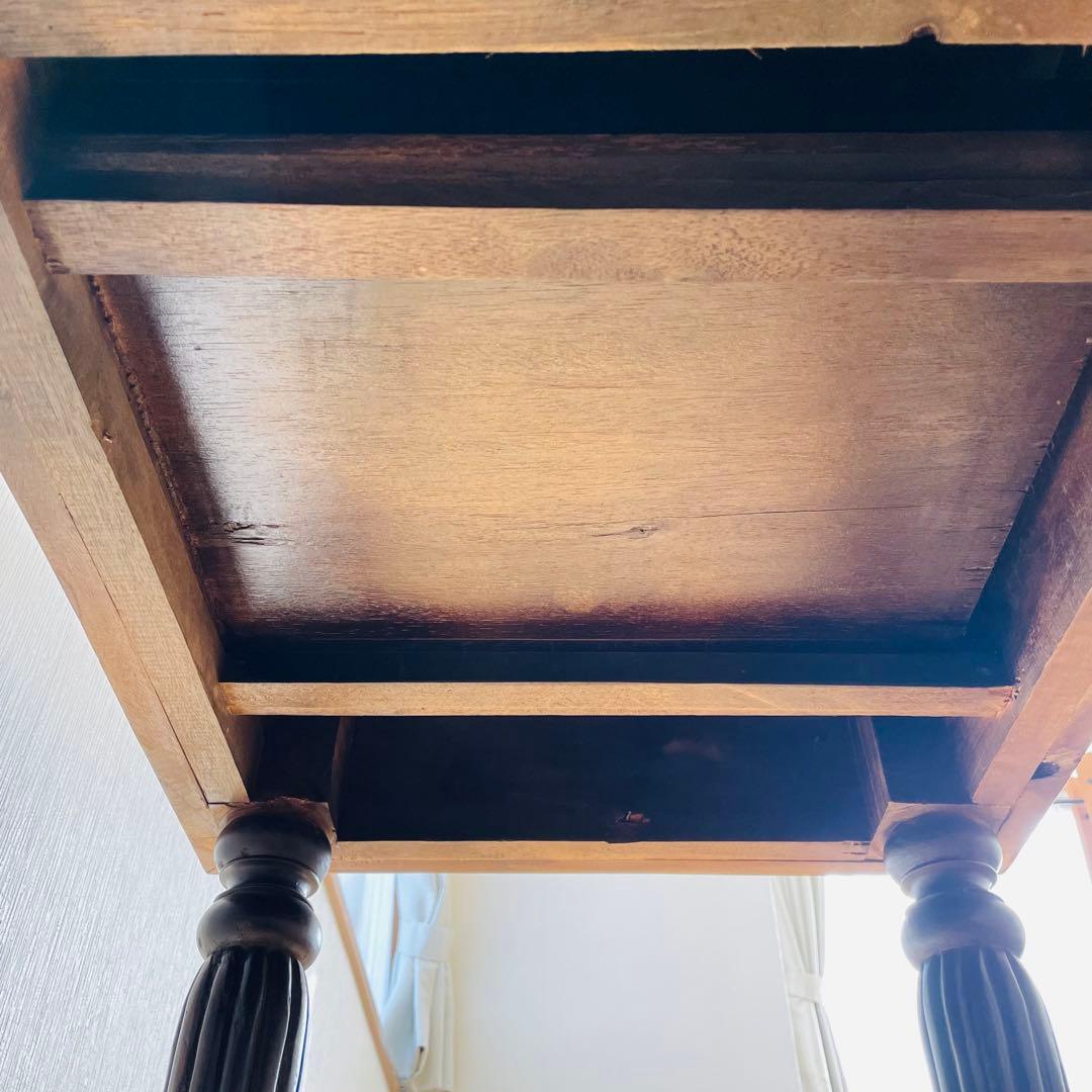 アンティーク調 木製デスク 幅128cm 引き出し3杯