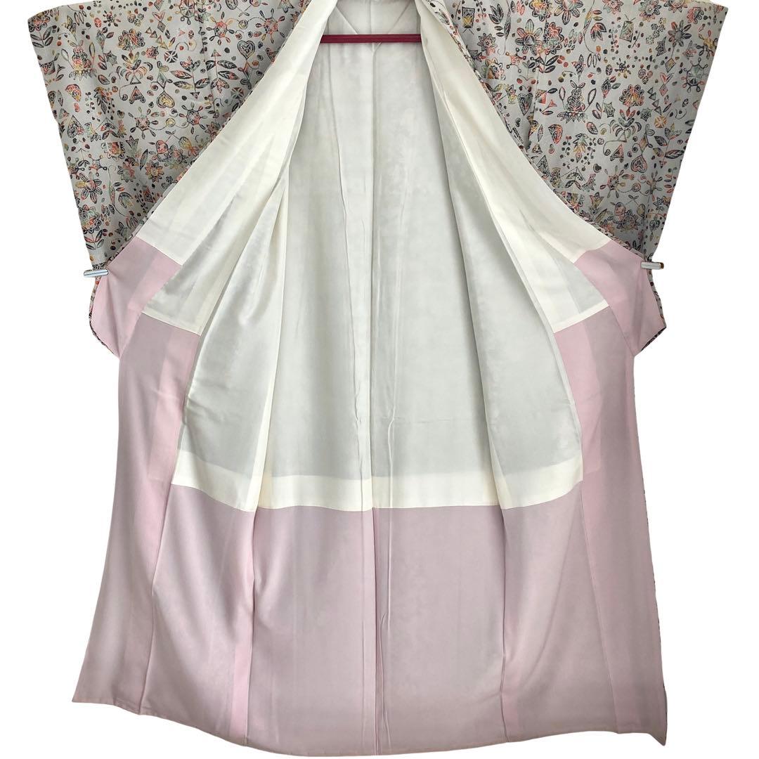 身丈162 セミアンティーク お召　着物　NO6