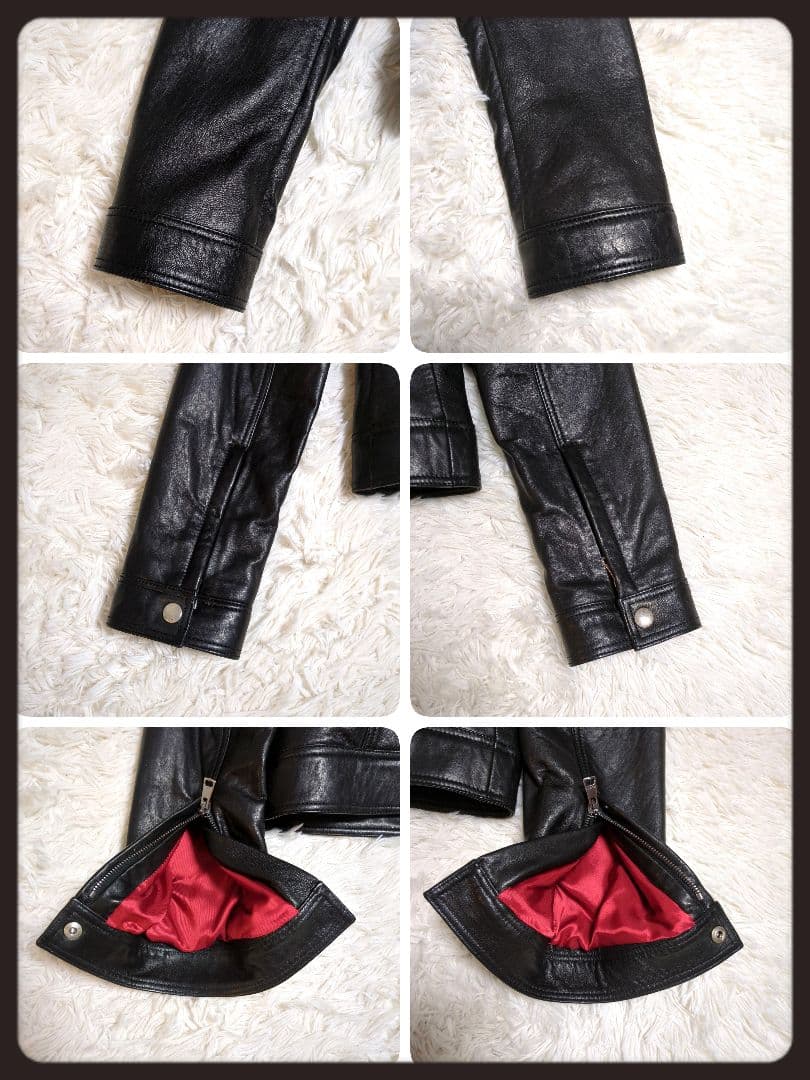 【入手困難・美品】グッチ☆レザージャケット ラムレザー LL ブラック×レッド