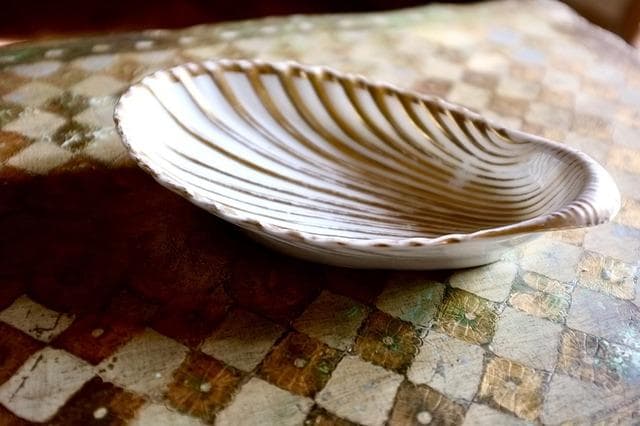 19世紀 金の貝と大きなラヴィエa パリ窯 プレート シェル アンティーク