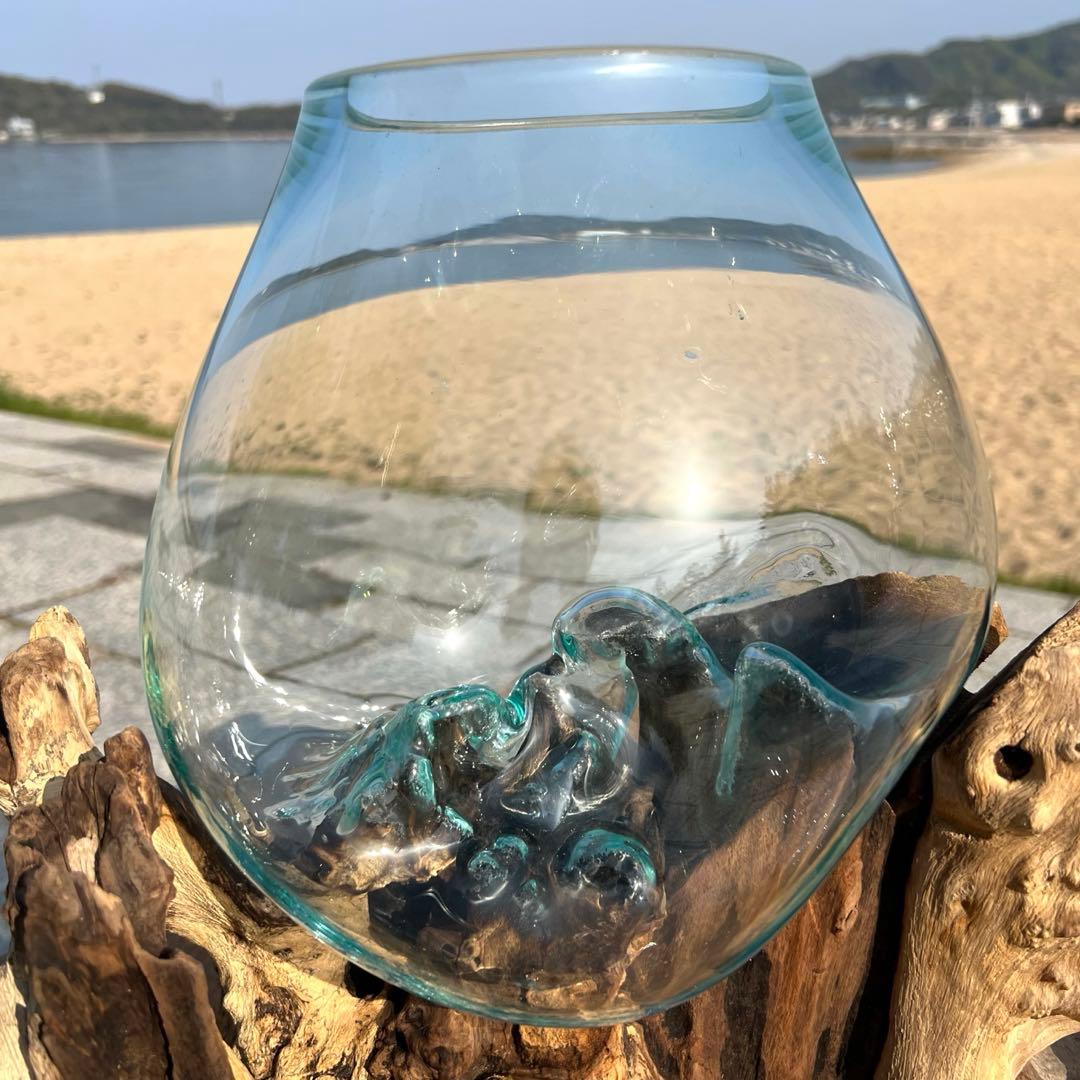流木ガラスオブジェ特大E 花瓶 金魚鉢 テラリウム フラワーポット 水槽 アート