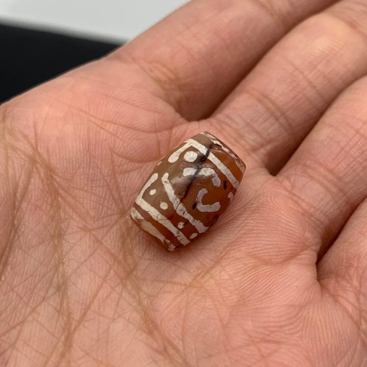 【アンティーク ビーズ】エッジドカーネリアン ビーズ 16.4mm
