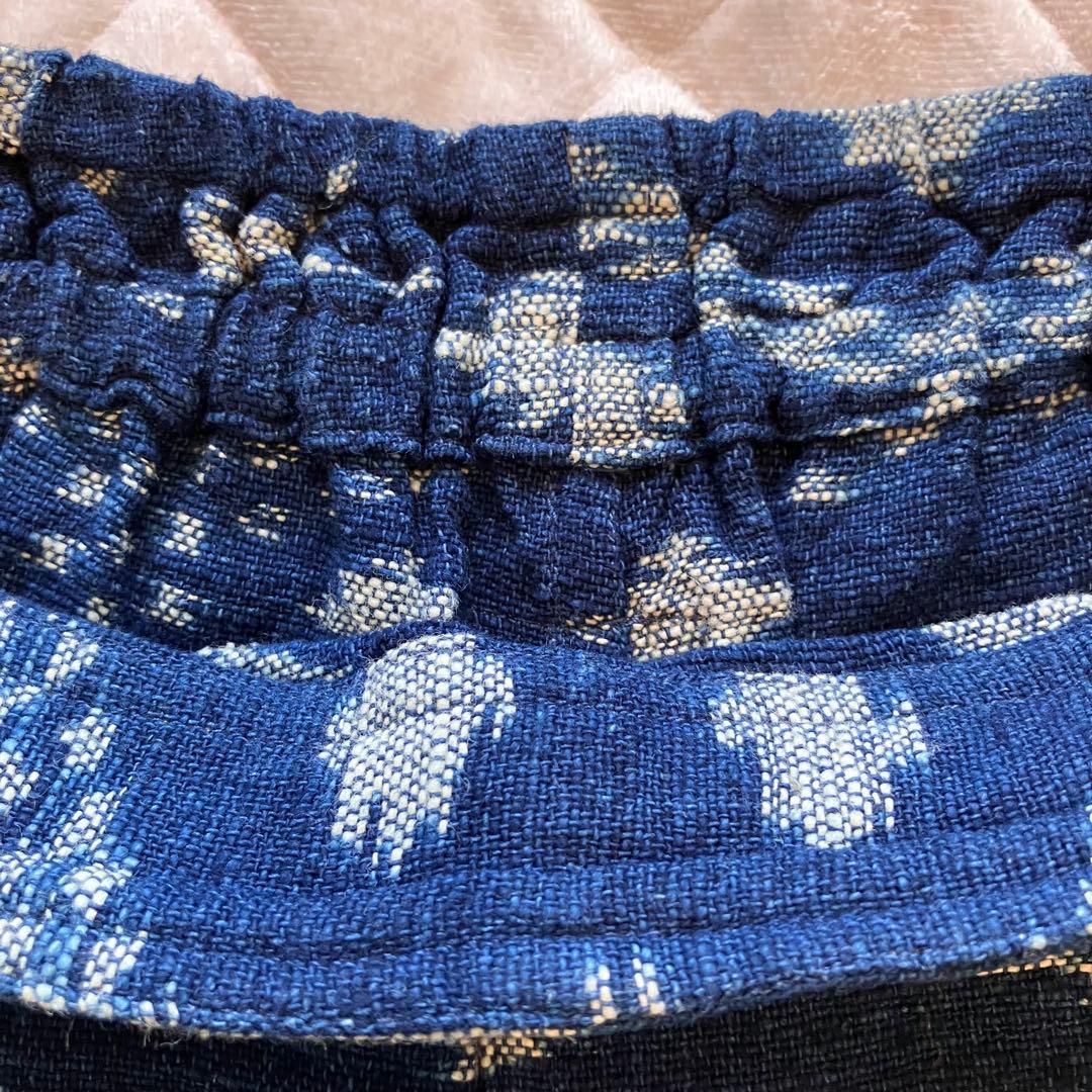 sorairo★うさとの服 藍染風・ヘンプ混 イカパンツ／巻きスカート風