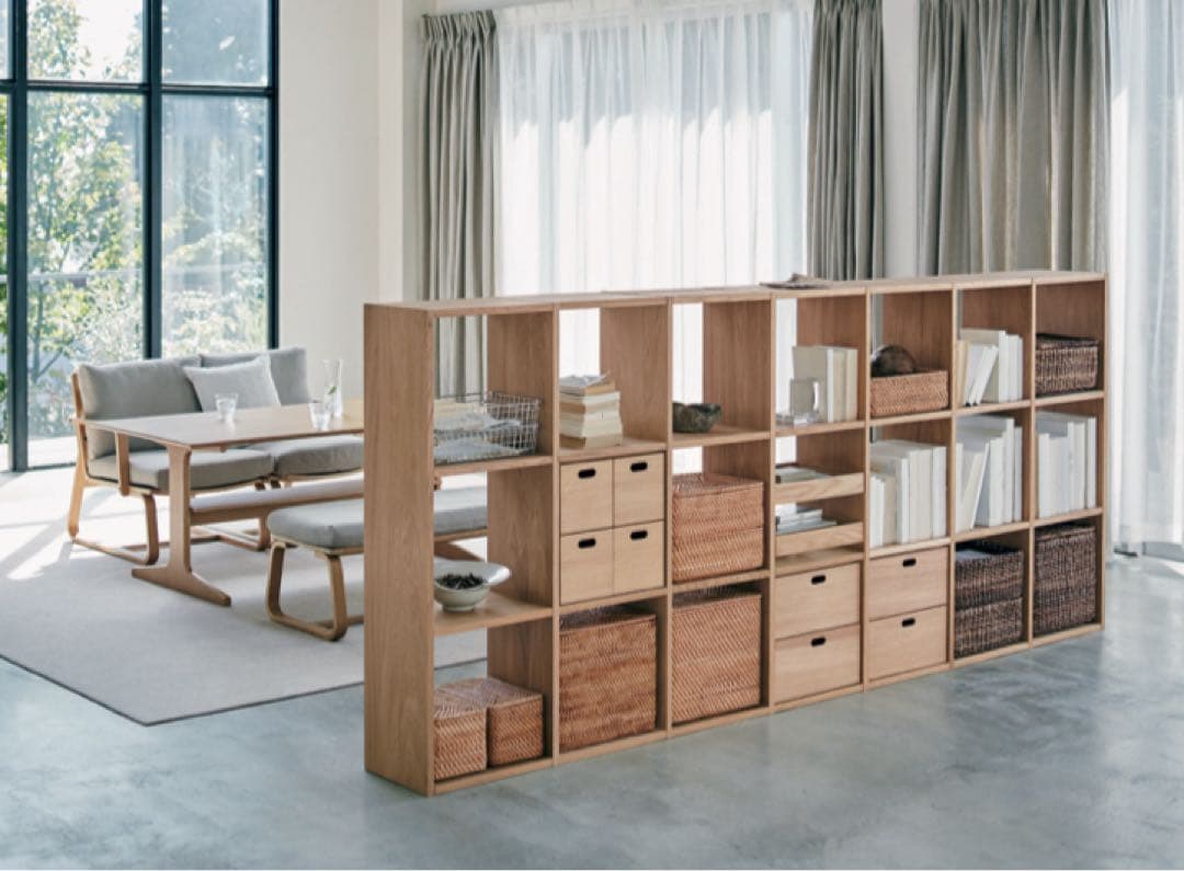 ⭐️超美品⭐️オプション ラタン２個⭐️３段２列⭐️無印良品⭐️スタッキングシェルフ