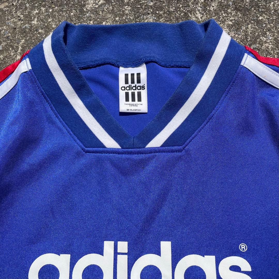 90's adidas 三つ葉ロゴ入りトリコロール 古着オールドウェア　デサント