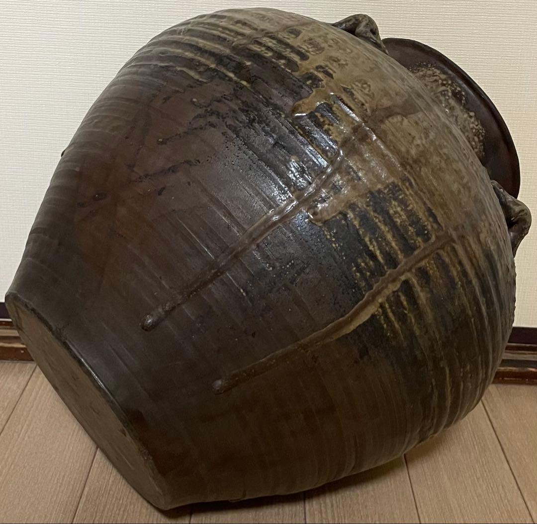 古備前　桃山時代　大壺　特大38cm 　四耳大壺　葉茶壺　Lf6288