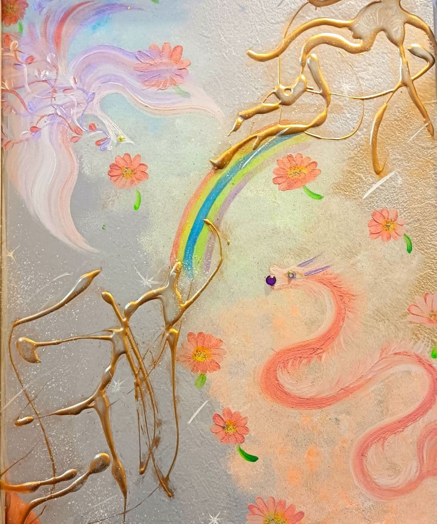 開運絵画　❀アクリルＡ4size額付き絵画❀華