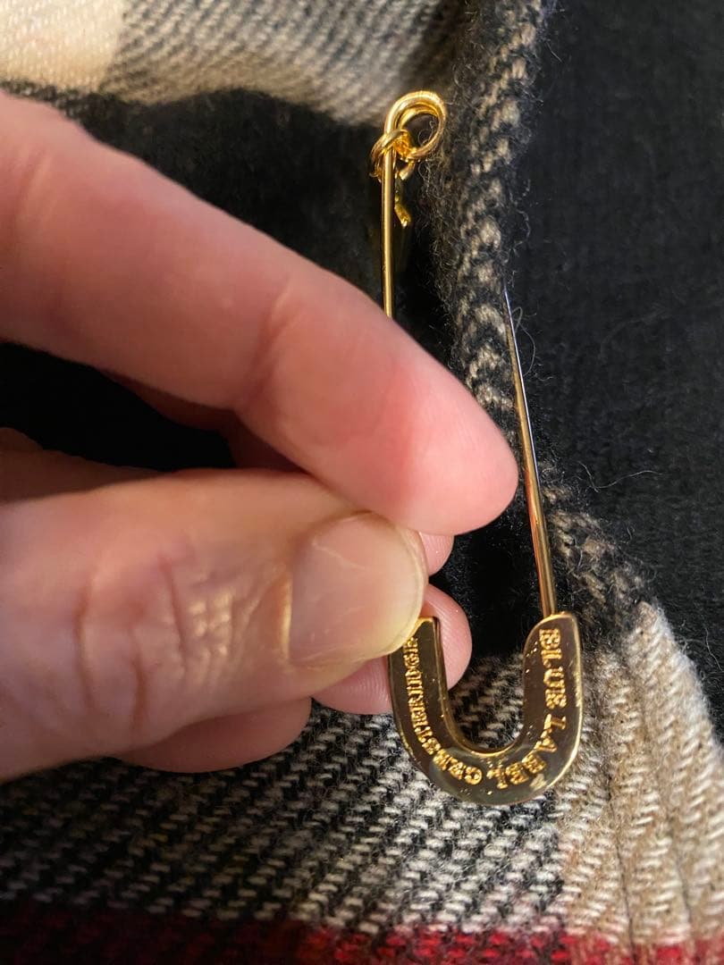 ブルーレーベルクレストブリッジ　ノバチェック柄　フード付大人可愛いあったか羽織り