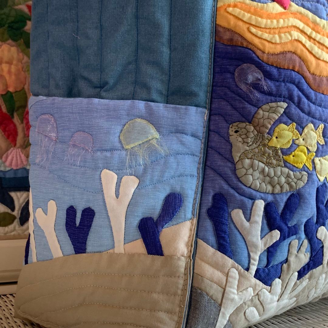 ハワイアンキルト　バッグ　タペストリー　フラガール 鳥　ハワイ　オーダー