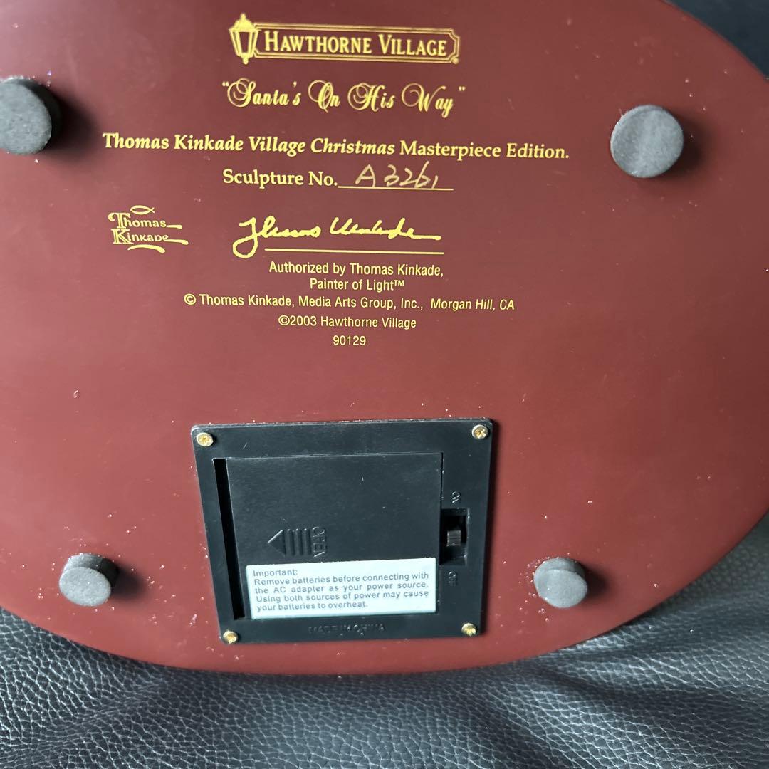 ★トーマスキンケード クリスマス サンタ＆トナカイ オルゴール ライトアップ