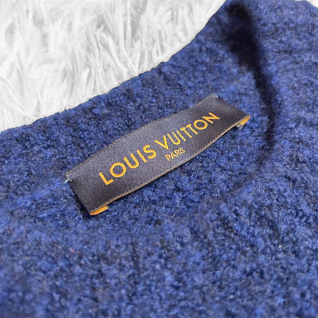 【美品】ルイヴィトン LVインタルシアクルーネックニット セーター ブルー