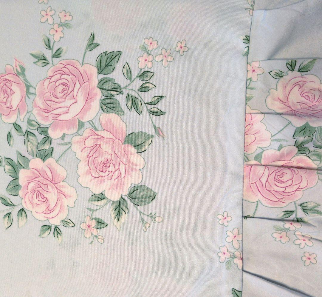 最終価格新品★綿100%ピンク薔薇シングルフリル掛け布団カバー枕カバーシーツ4点