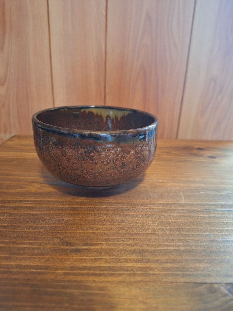 天目茶碗　赤茶　 抹茶碗　茶道具　お碗　飴釉　陶器　器　茶器　茶道　作家不明