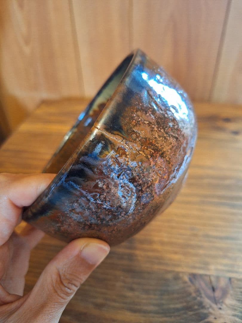 天目茶碗　赤茶　 抹茶碗　茶道具　お碗　飴釉　陶器　器　茶器　茶道　作家不明