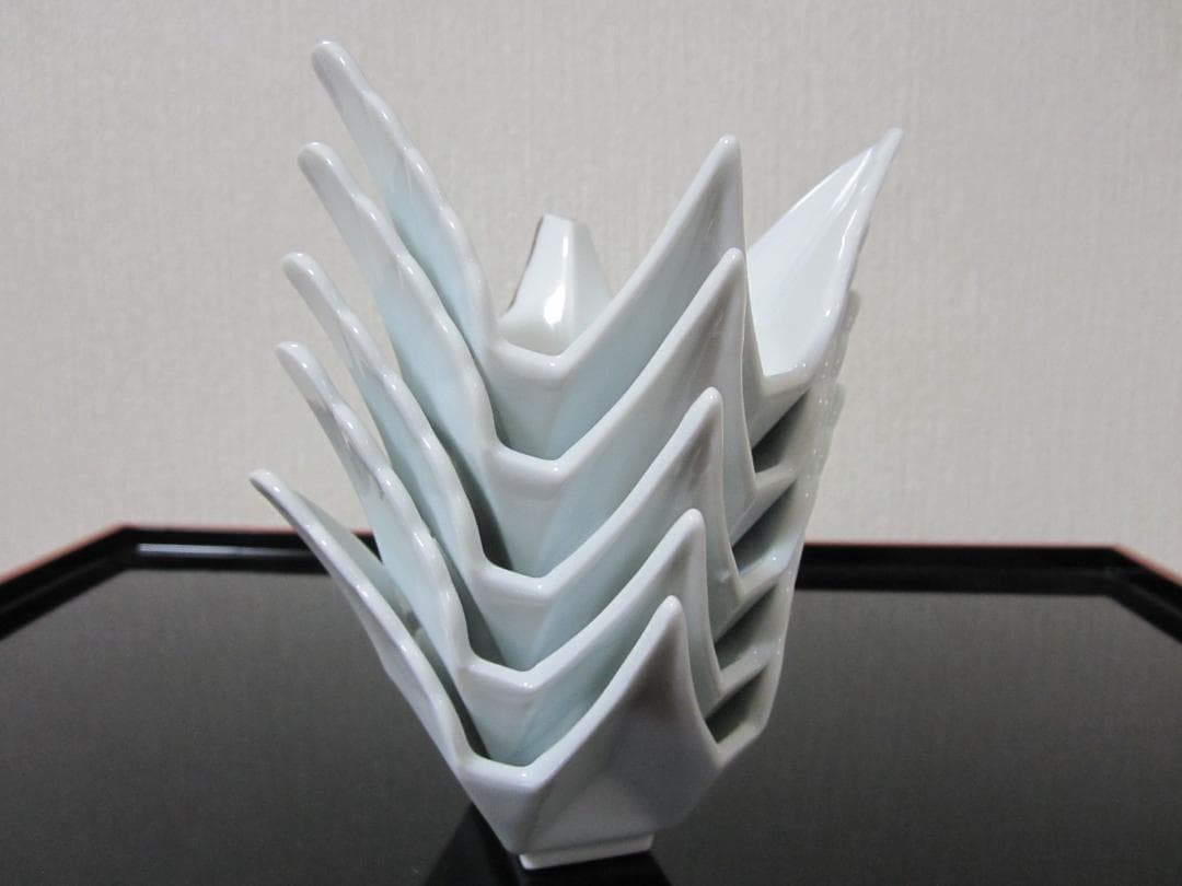 迎春◆お正月の器◆伝統工芸 有田焼◆料亭の器◆白磁製 鶴５客◆ 小鉢、小付、向付