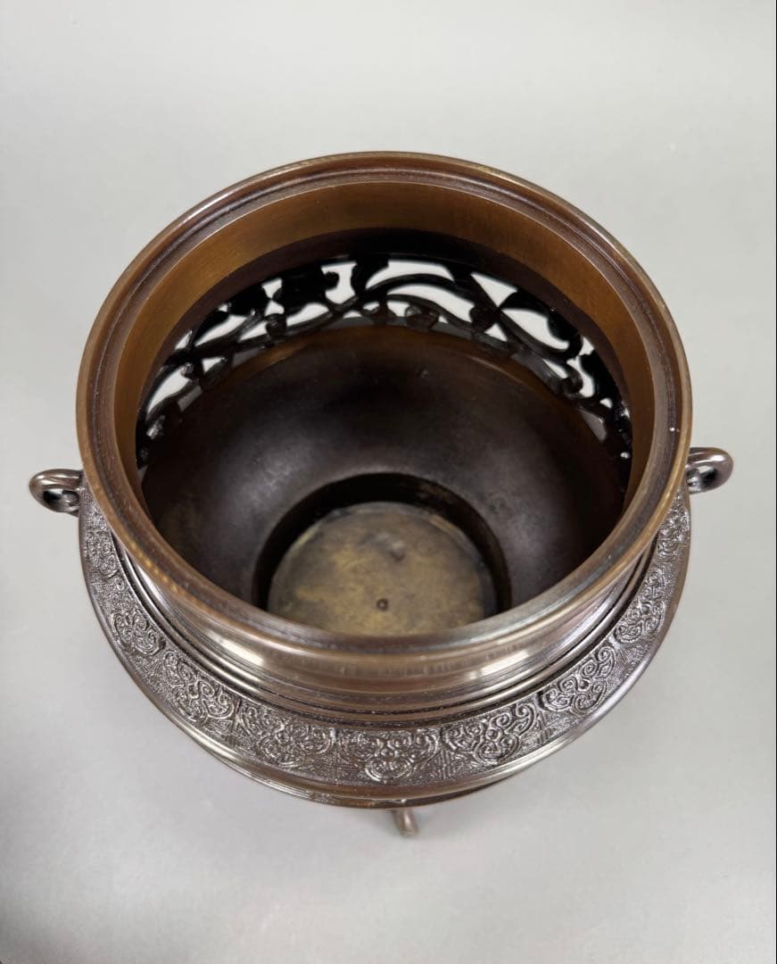 いけばな　池坊　鋳銅花器　陵山在銘 銅薄端　古流　未生流　龍生派 花瓶　華道具