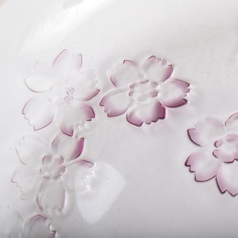 ガラス工芸　荒木良忠作　桜刻　皿　共布共箱　C　9100