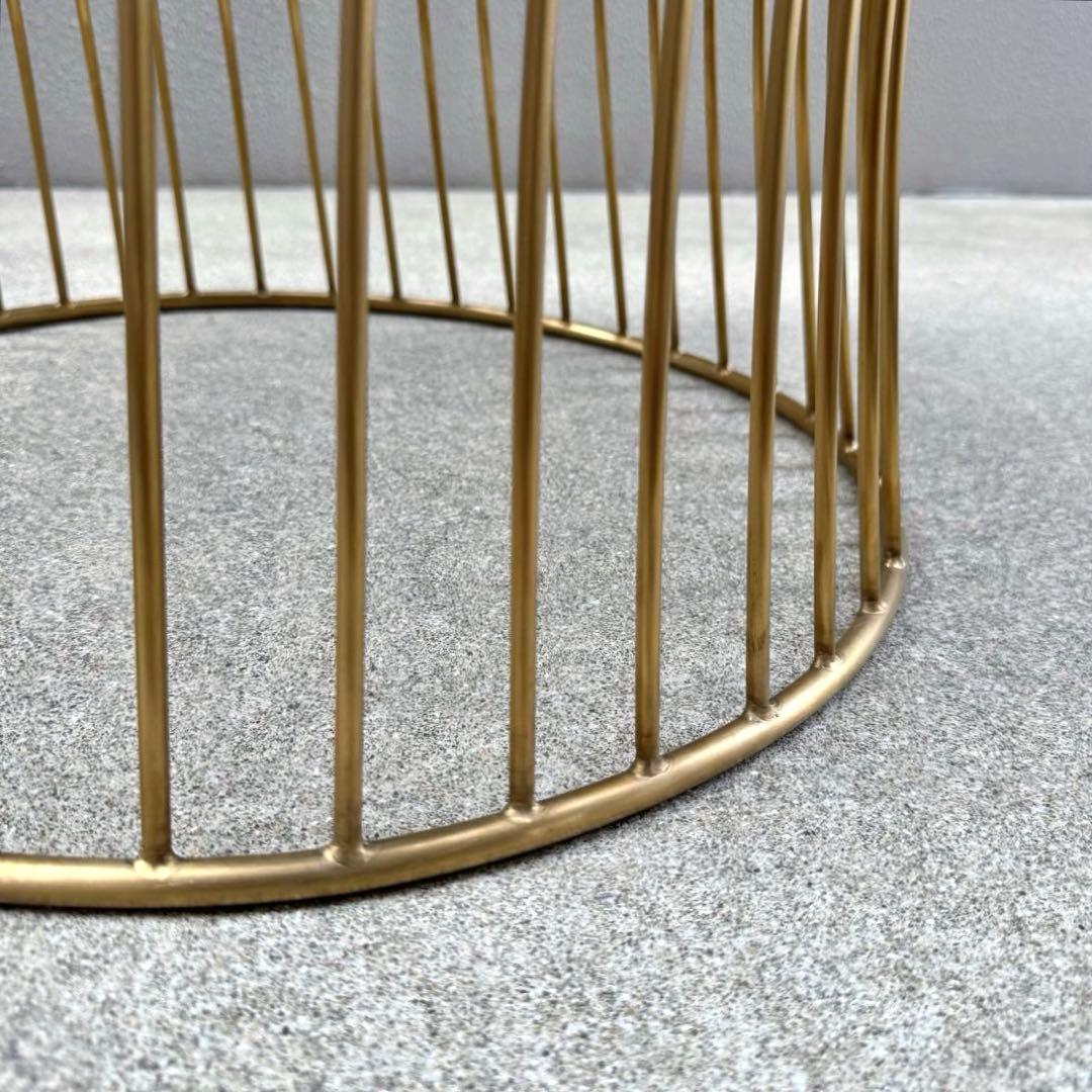 美品✴︎関家具 ラウンド サイドテーブル ガラス天板 ブラス 螺旋 高級 テーブル