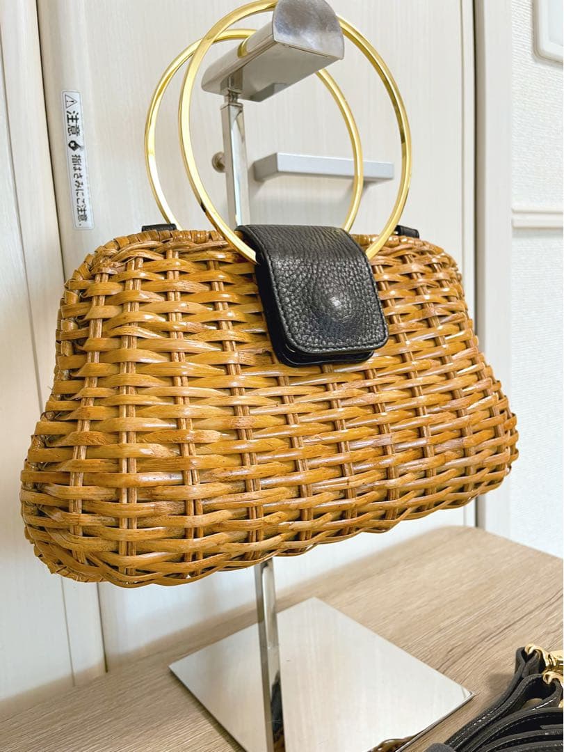 lei　定価￥25,300 スプリットラタン2WAYリングハンドルバッグ