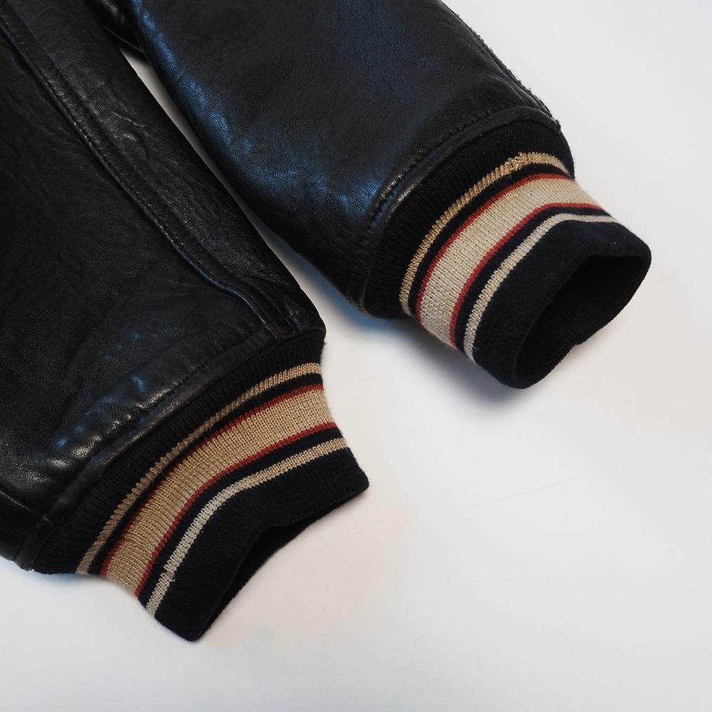 AVIREX 襟付き ショート丈 短丈 オールレザースタジャン 茶芯 本革