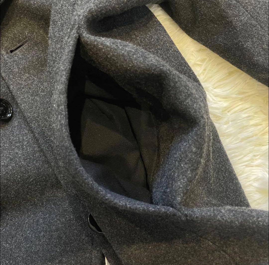 極美品 バーバリーブラックレーベル ピーコート ダークグレー ノバチェック