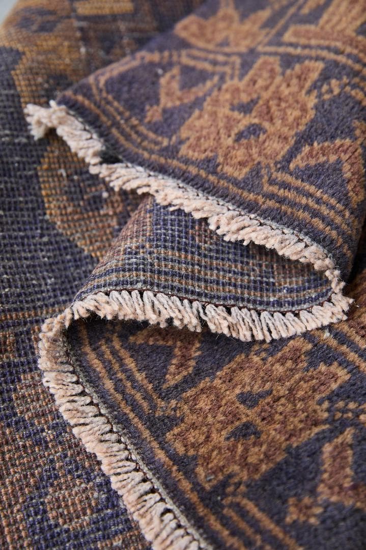 ヴィンテージラグ　トライバルラグ　バルーチ族（205×102cm）茶・濃茶・紺