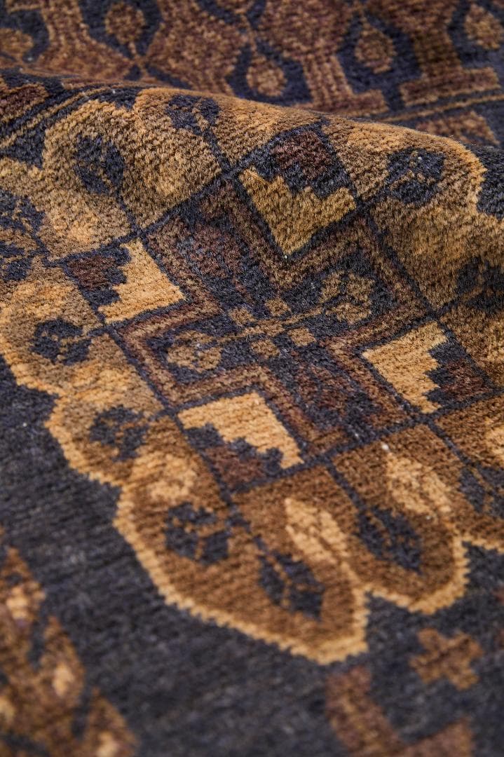 ヴィンテージラグ　トライバルラグ　バルーチ族（205×102cm）茶・濃茶・紺