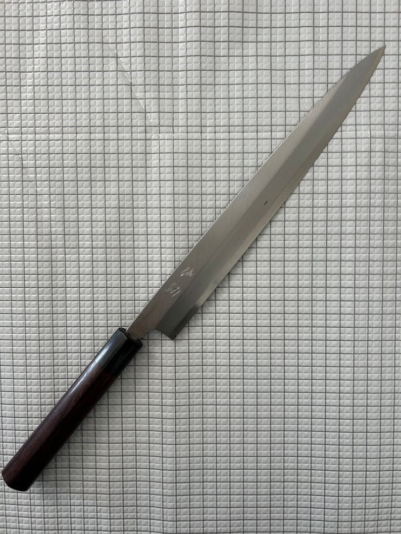 仙助 包丁 刺身包丁 柳刃包丁 安来鋼青紙２号 270mm 紫檀シノギ柄 ②