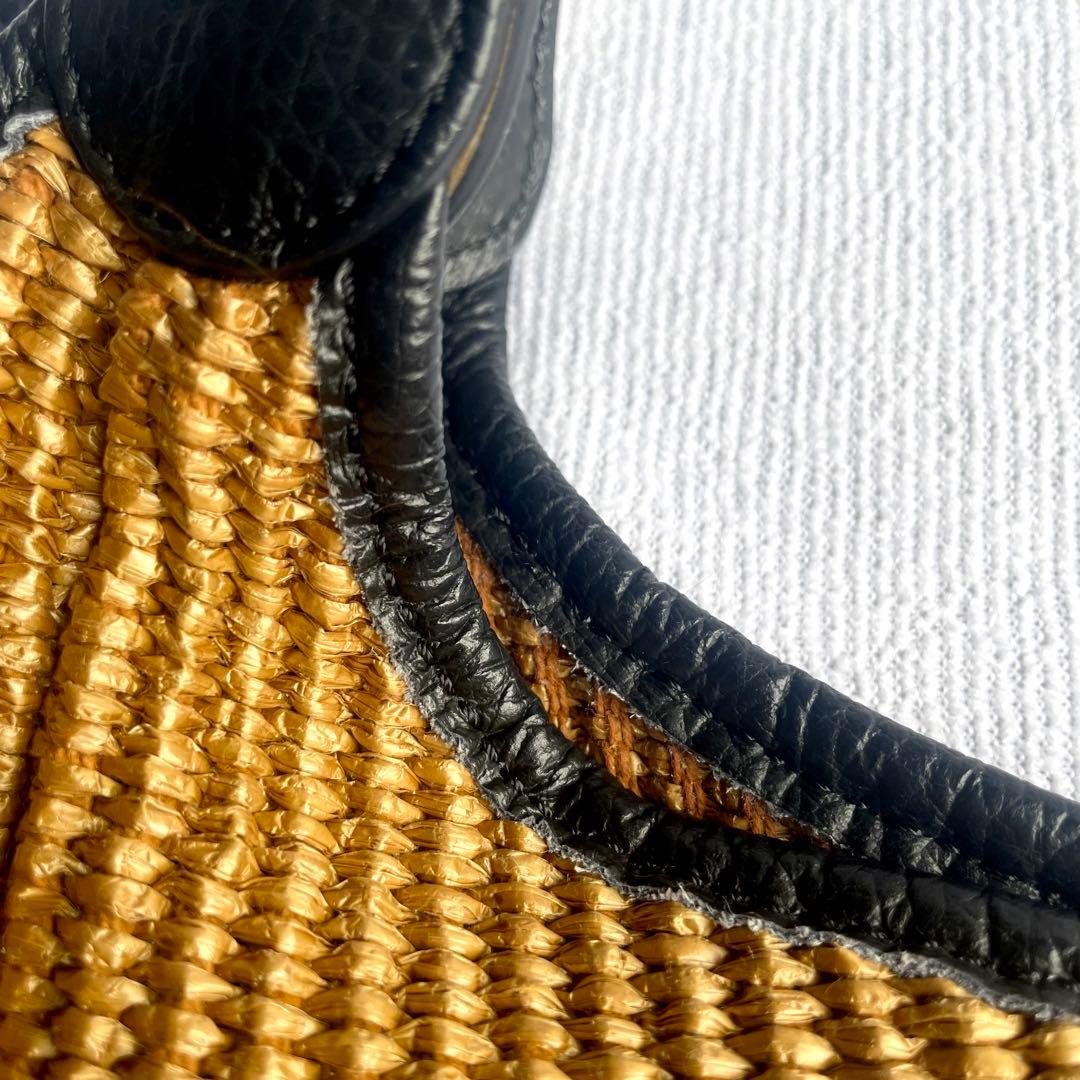 ★美品★ マルコマージ イタリア製 ラフィア レザー かごバッグ トートバッグ