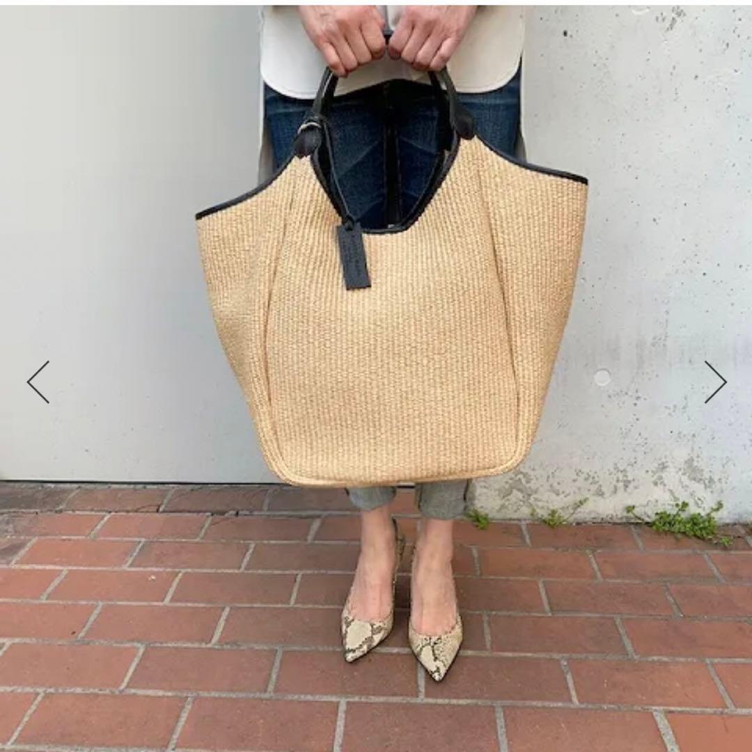 ★美品★ マルコマージ イタリア製 ラフィア レザー かごバッグ トートバッグ