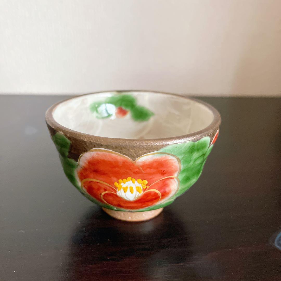 希少⭐︎ 陶あん窯　京焼　銀彩　 湯飲み4客セット　桜.葡萄.椿.露草