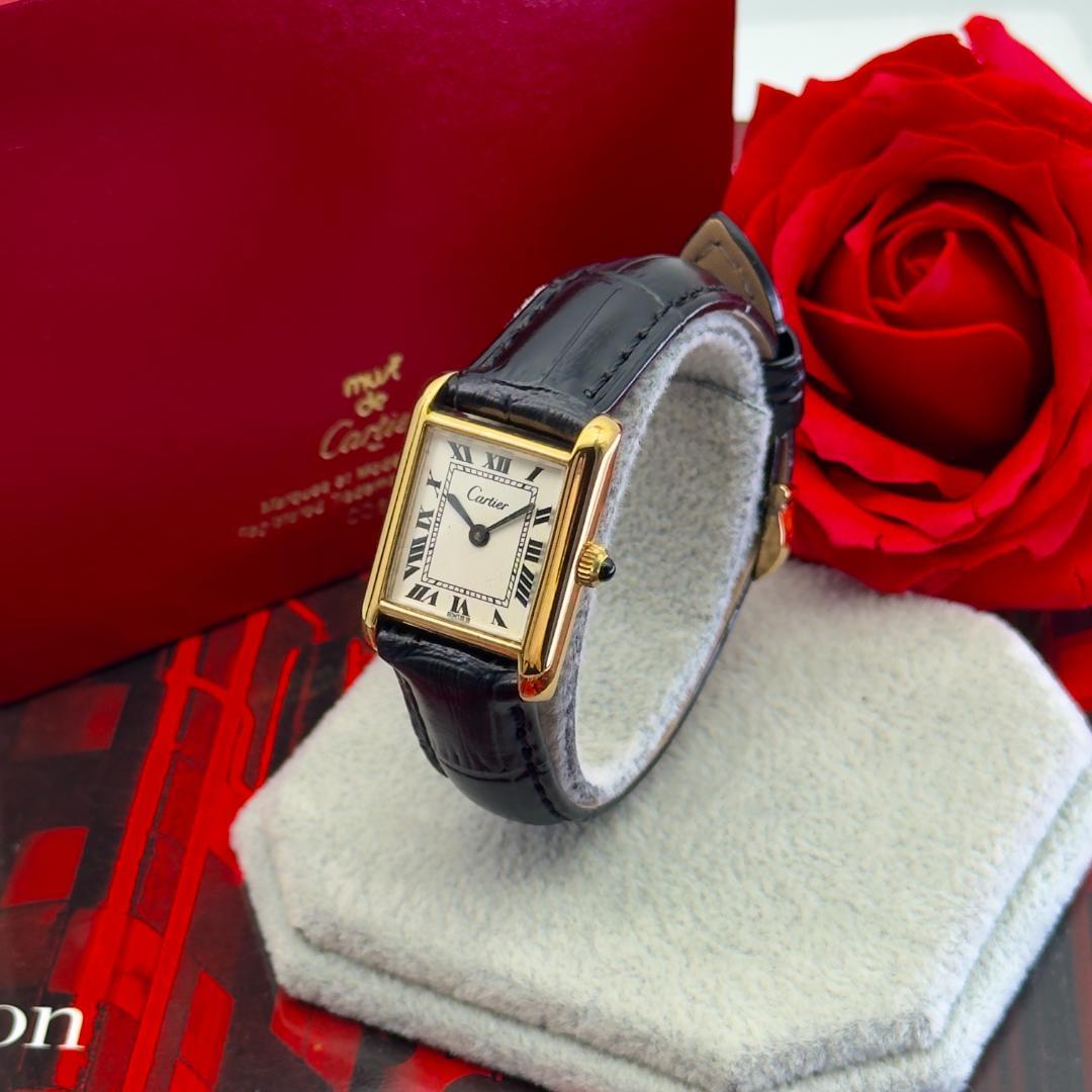 外装新品仕様 カルティエ プレマストタンクSM 手巻時計 A318