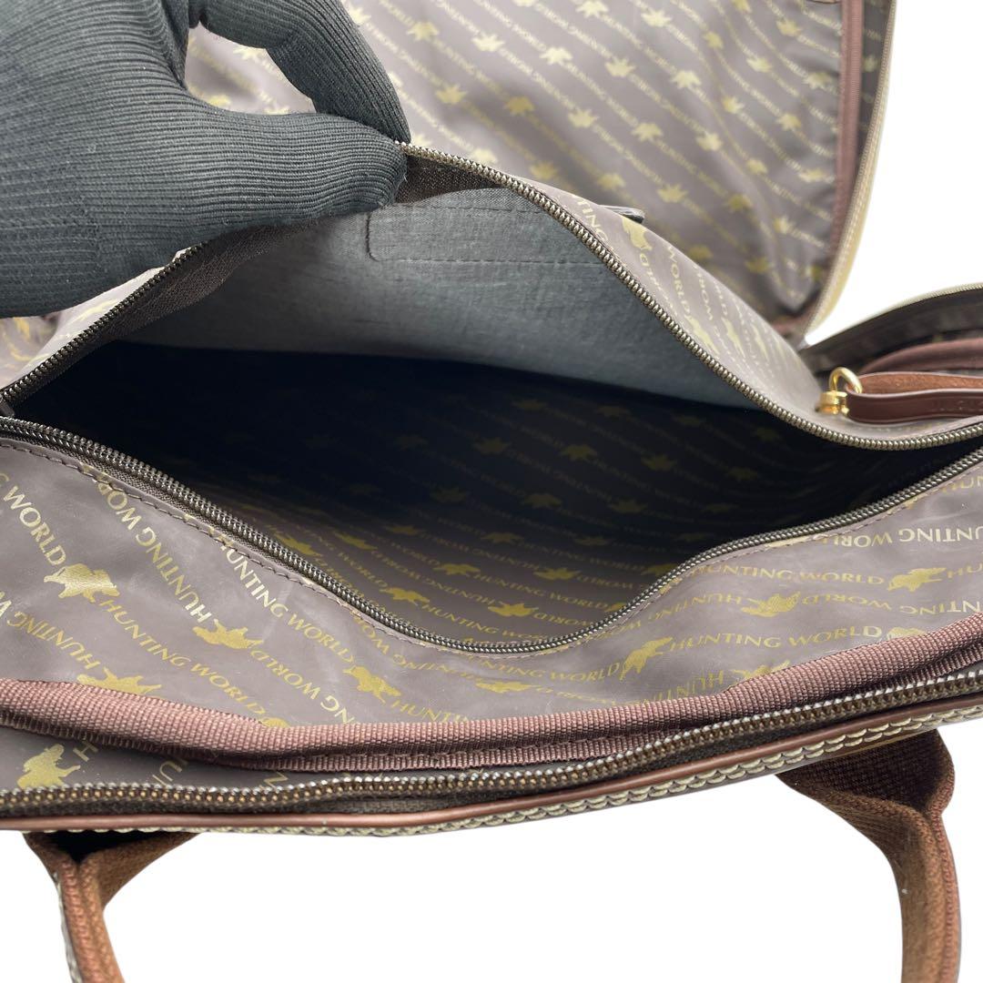 美品 ハンティングワールド キャンバス レザービジネスバッグカーキ 2WAY