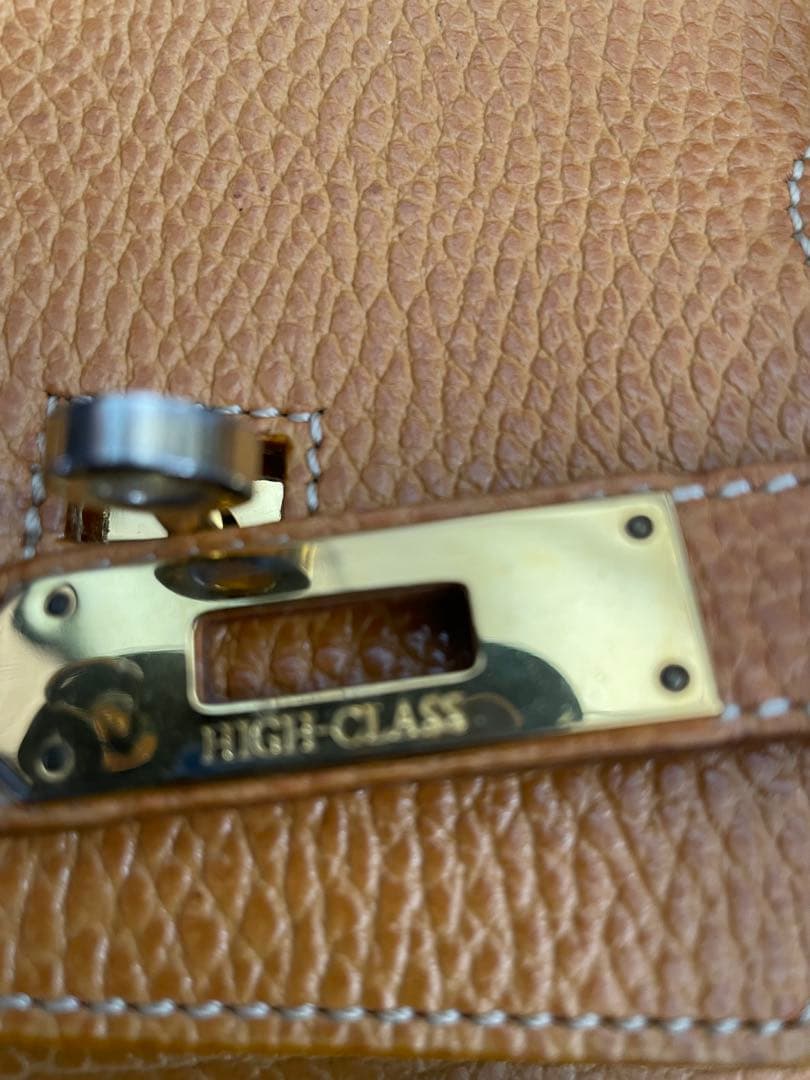 HIGH-CLASS ブラウンレザー ハンドバッグ