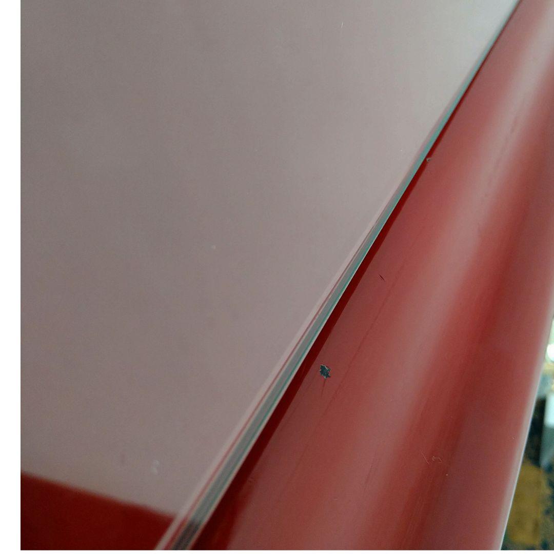 A729 経机 赤塗 朱塗 金箔鍍金 供物台 仏壇前机 木製 天板 ガラス付