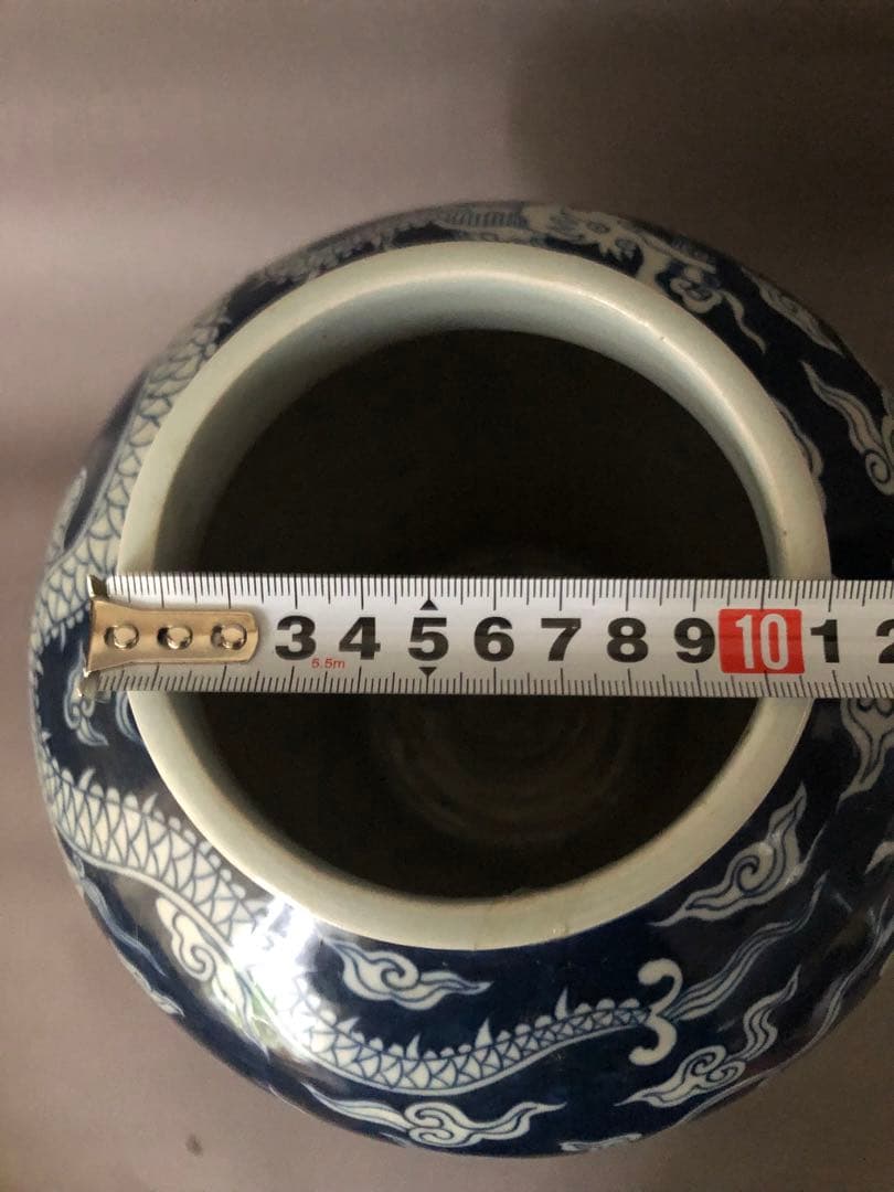 中国骨董　古美術　大明嘉靖年製　青花五爪龍紋壺、花瓶