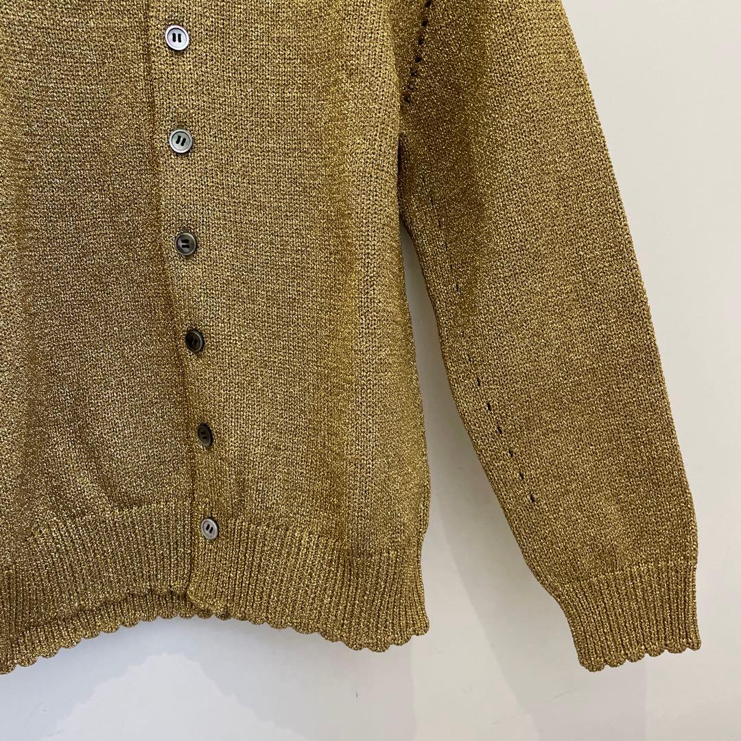 ゴールド ニット カーディガン 長袖　新品元値60500円