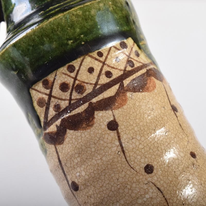 北大路魯山人作　絵織部　花入　共箱　M　R8609