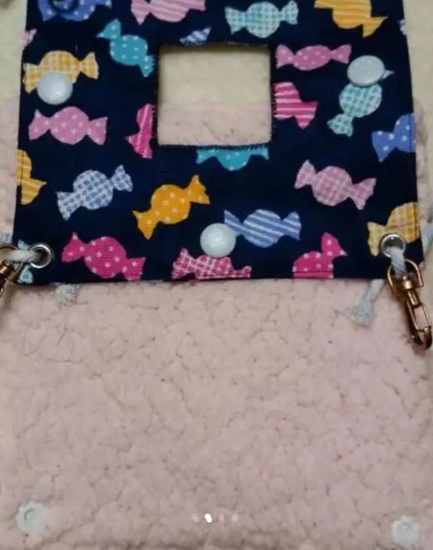 モモンガハウス (キャンディ柄)ボアピンク  1850円