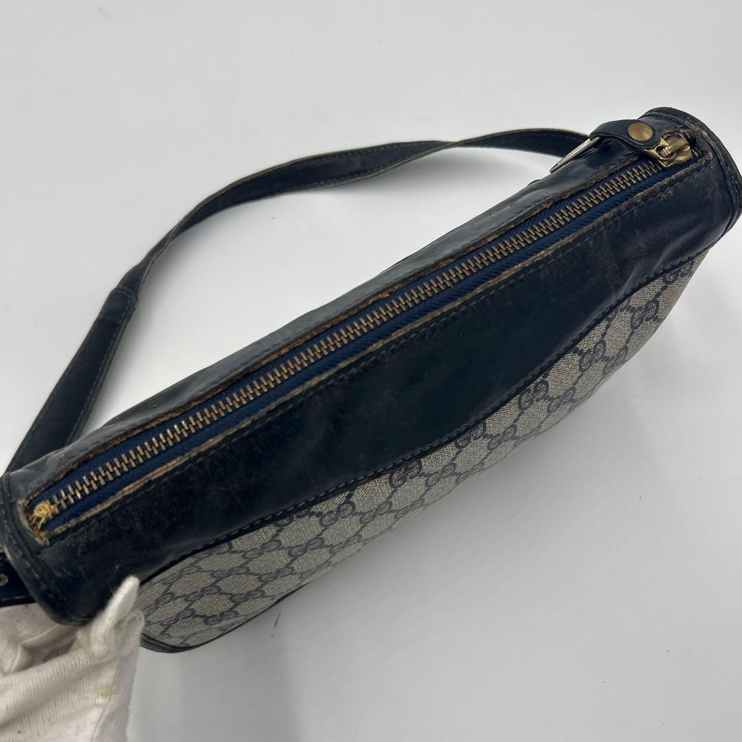 GUCCI GGスプリーム ショルダーバッグ PVC ネイビー オールドグッチ